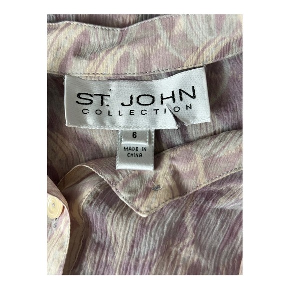 St. John Collection Leaf Print Button Down Shirt - Picture 6 of 8